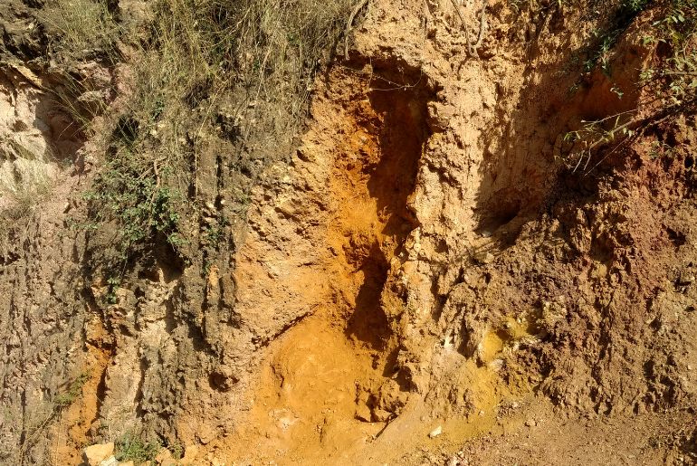 turmeric-coloured soil