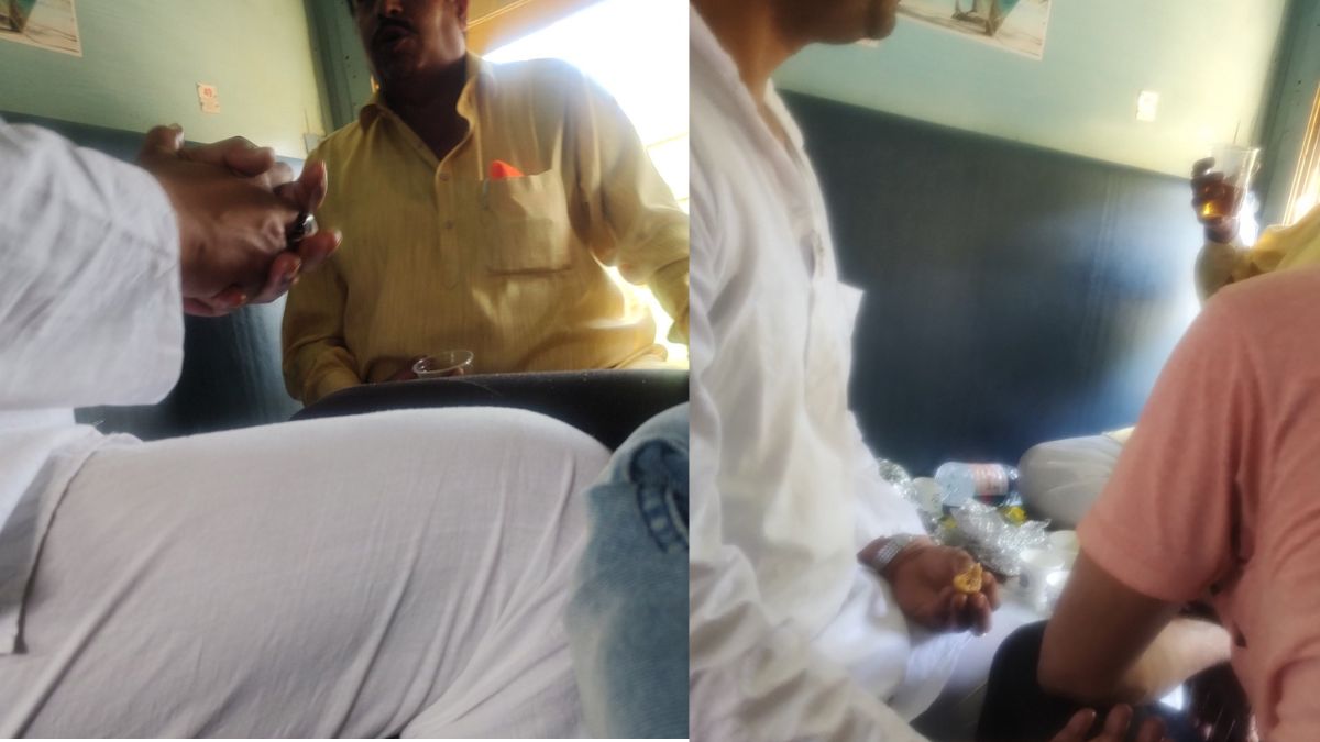 Passenger Shares Pics Of Men Smoking Cigarettes And Drinking Alcohol Inside Train