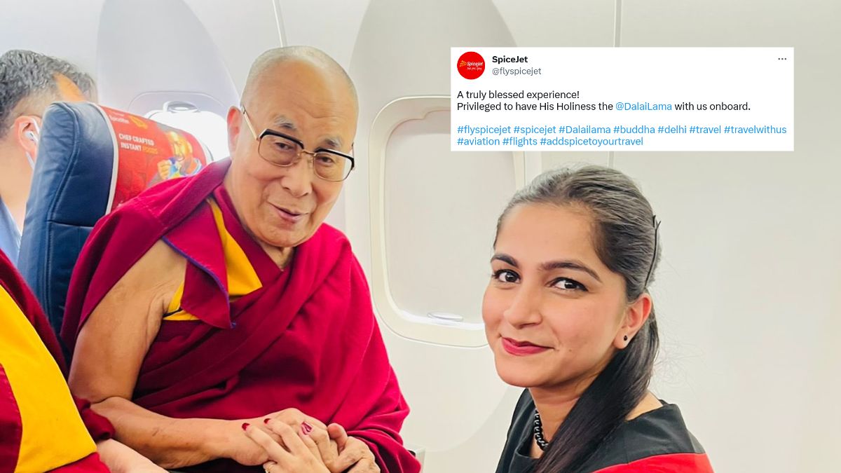 SpiceJet Shares Pic Of His Holiness Dalai Lama Travelling In One Of Their Flights!