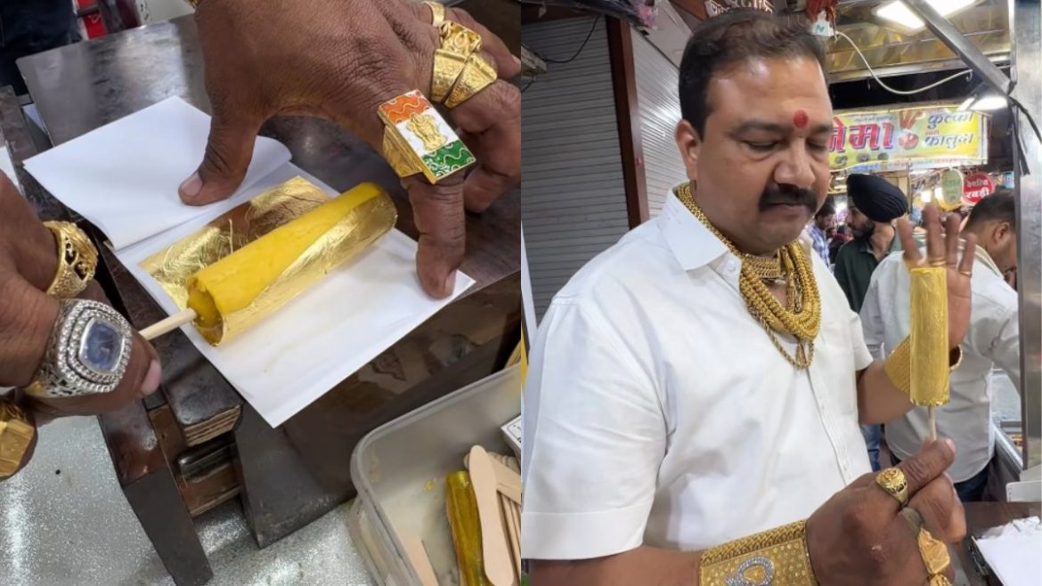 This 24Carat Gold Kulfi Sold By Indore Street Vendor Costs ₹351 & The Is Amazed!