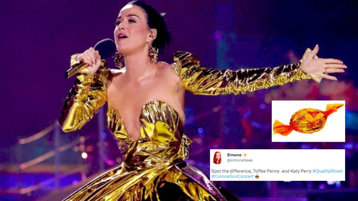 Katy Perry Roars At Coronation Concert; Netizens Compare Her To Quality Street Toffee Wrapper