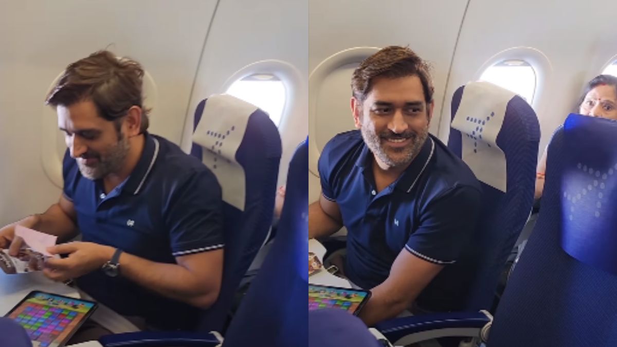 MS Dhoni Gifted Chocolates By Fangirling Air Hostess While Playing Candy Crush Mid-Air