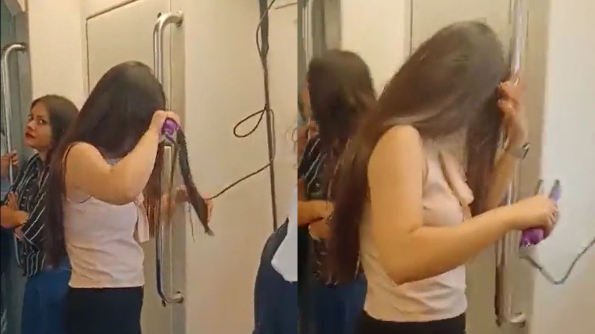 Woman Straightens Her Hair Inside Delhi Metro; Aur Kuch Bacha Hai Karne Ko?