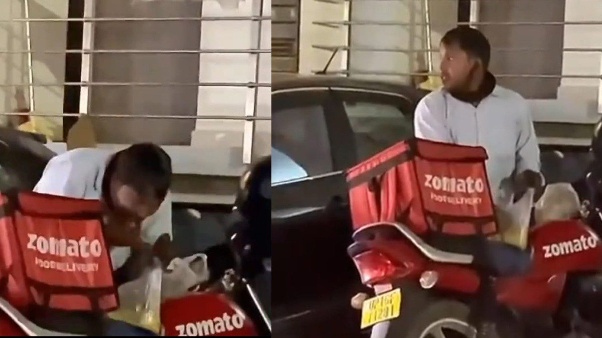 Heartbreaking Video! Food Delivery Agent Eats From Plastic Bag In Parking Lot; Netizens Are Glum
