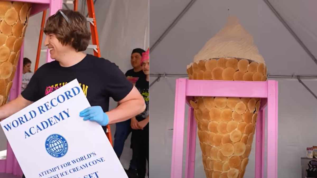 YouTuber Matthew Beem Just Built The World’s Largest Ice Cream Cone & It’s 11 Feet High! 