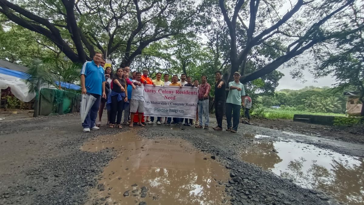 Aarey, Moon Who? Washed Off New Road In Mumbai’s Aarey Colony Has Big Craters To Admire