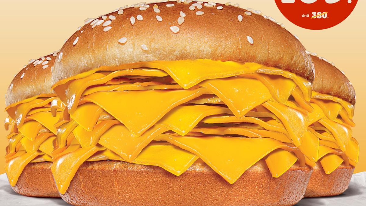 One True Cheese Burger, Burger King Thailand Has 20-Layered Cheese Slice Burger And We Stan It