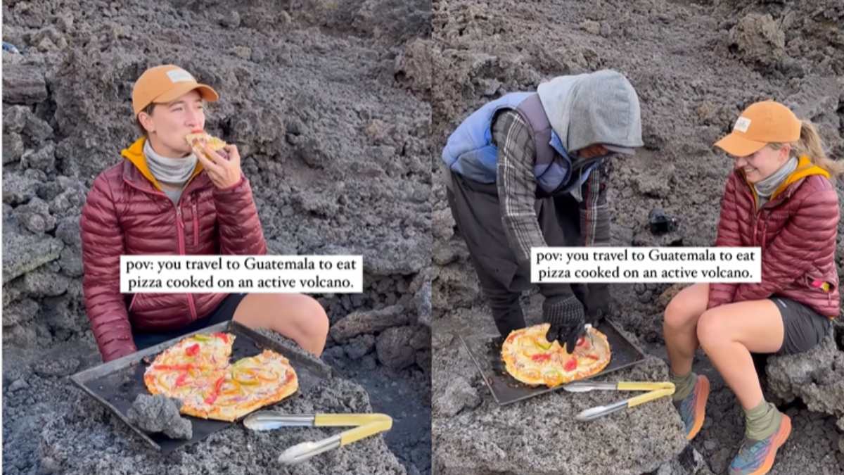 ¡Todo por la pizza!  ¡Mujer viaja a Guatemala para comer pizza cocinada en un volcán activo!