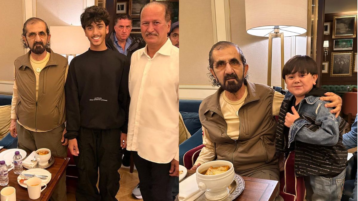 HH Sheikh Mohammed Meets Abdu Rozik & CEO Of DAMAC Properties Hussain Sajwani And Son In London