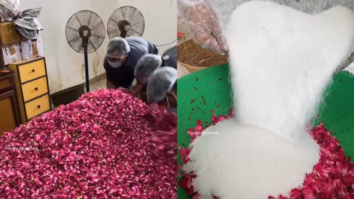 Viral Video Shows 2000 Kg Gulkand Made In Factory; Netizens Aren’t Impressed By Sugar In It!