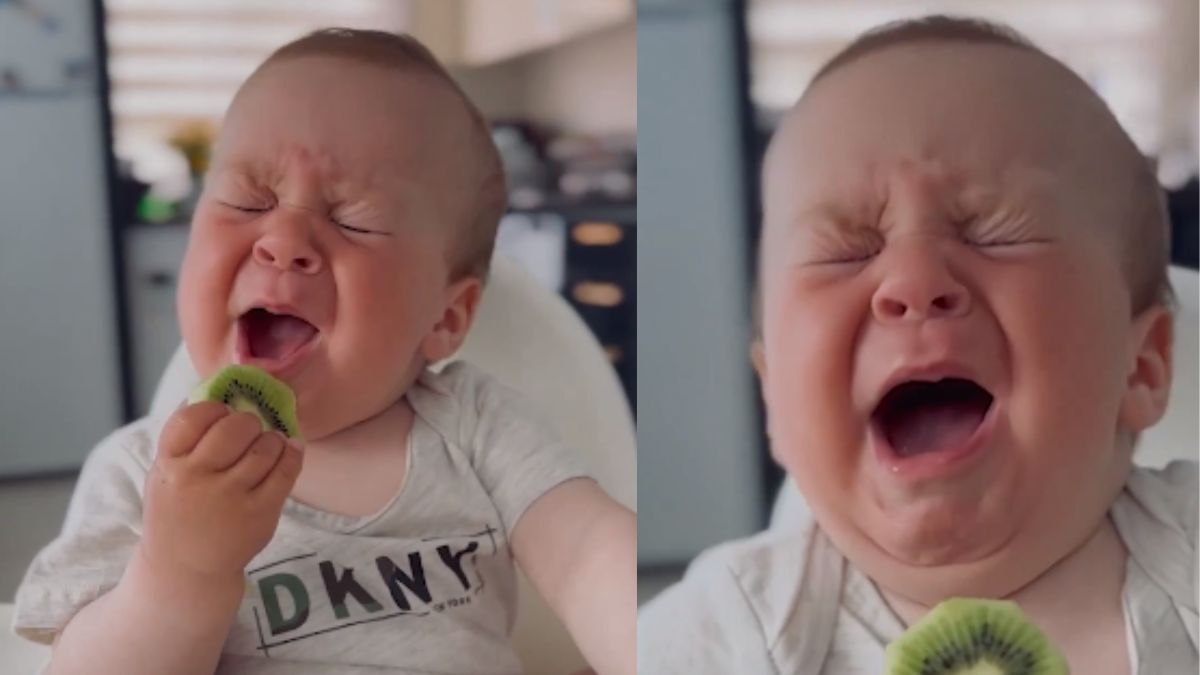 Viral Video: Baby Eats Kiwi Slice For The First Time, Gives Hilarious Reaction But Does Not Give Up