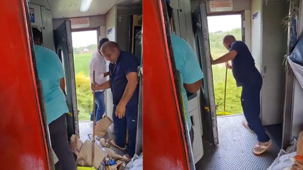 Watch: Train Cleaning Staff Throw Trash Out Of Moving Train In Shocking Video; Railways Responds