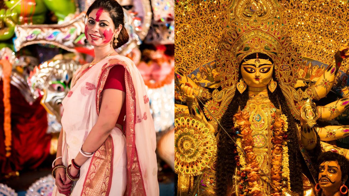 Why Do Bengali Women Wear White Saree With Red Border (Lal Paar Shaada Saree) During Durga Puja?