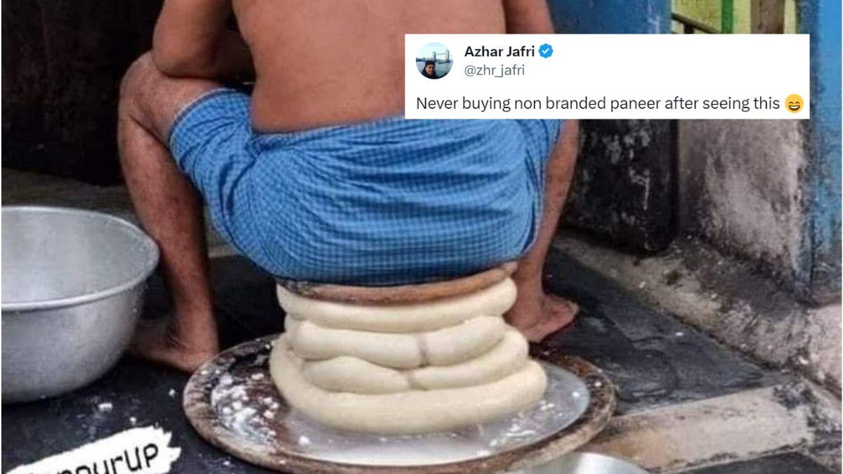 Kanpur Vendor Sitting On Paneer Shocks Internet; Netizens Say, “Never Buying Non-Branded Paneer”