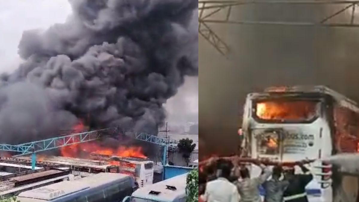 Bengaluru: Massive Fire Breaks Out At Private Bus Depot Near PES University; No Casualties Reported