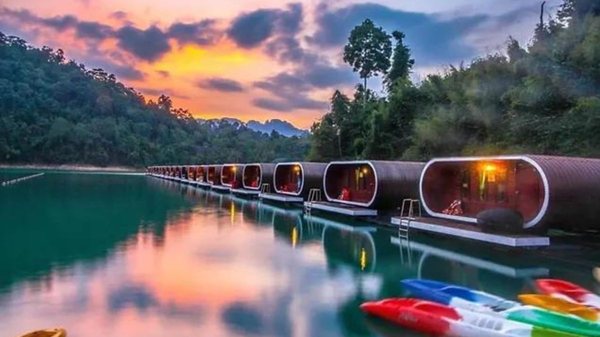 Stay Inside A Capsule Room Located On The Cheow Lan Lake In Thailand & Kayak To Its Restaurant