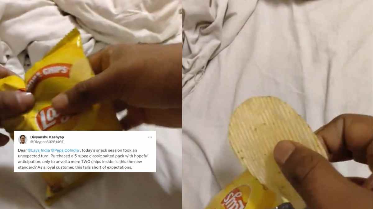 X User Shocked To Find Just 2 Chips In ₹5 Packet Of Lay’s; Netizens Say, “More Than Expected”