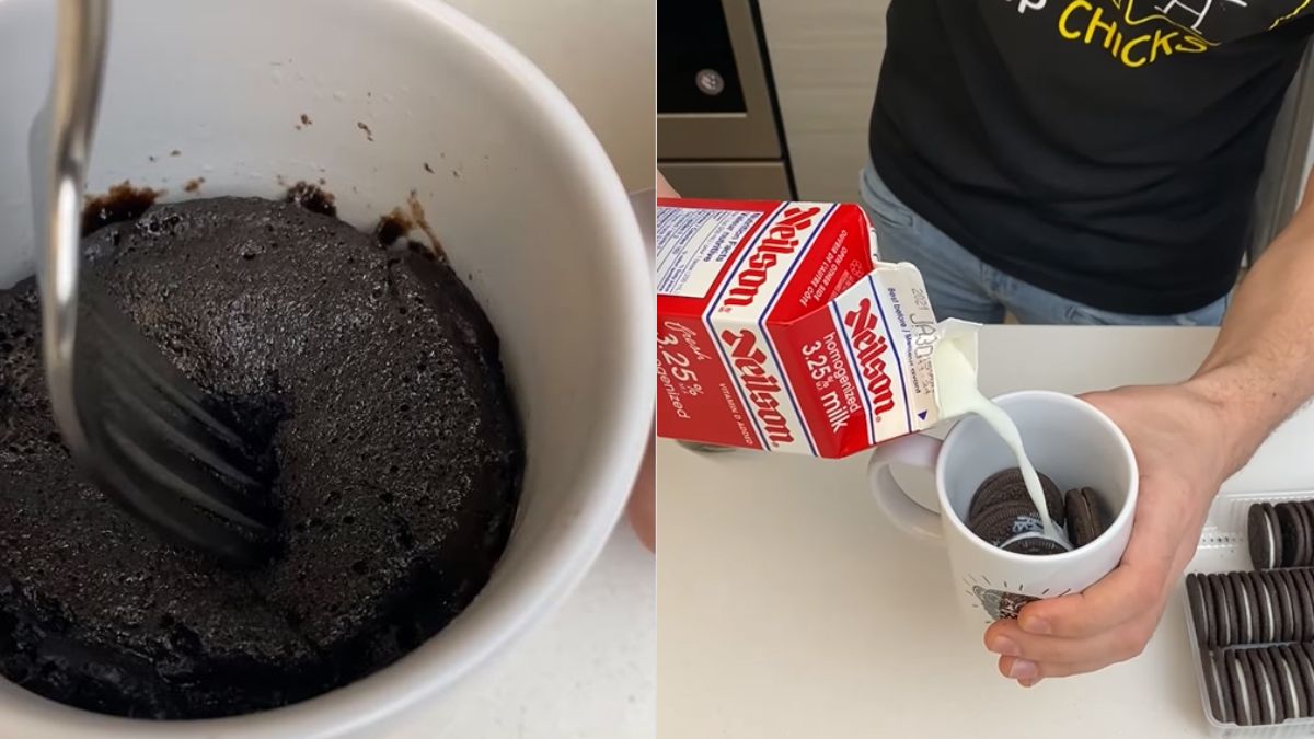 Viral Video Shows How To Make 1-Minute Mug Cake With Just Oreos & Milk; BRB, We’re Trying It RN!