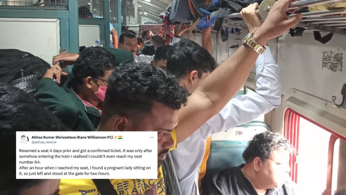 “Stood At Gate” Passenger With Confirmed Ticket Couldn’t Reach His Seat In Overcrowded Train