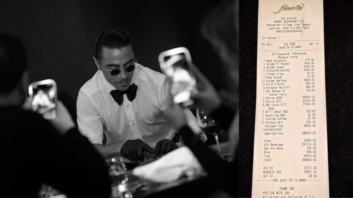 Salt Bae Posts An Outrageous Bill Of AED 398,630; Netizens Call It ‘Most Overrated & Overpriced’