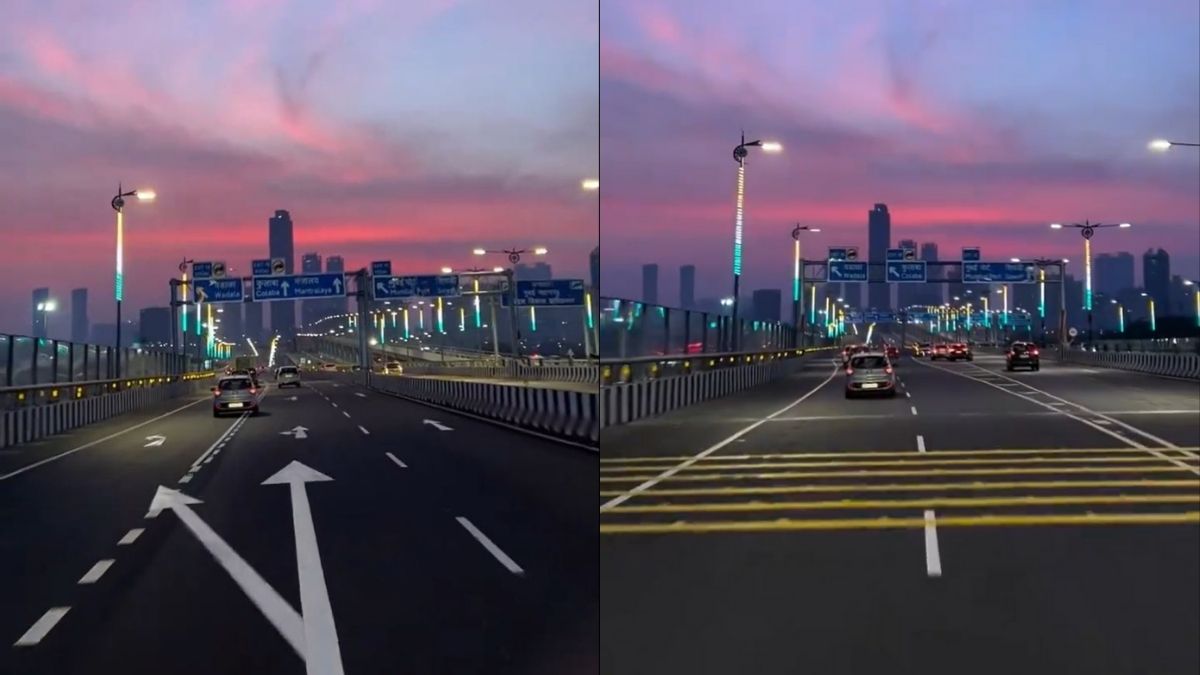 Man Shares Stunning View Of MTHL While Driving; Netizens School Him For Not Following Lane Discipline