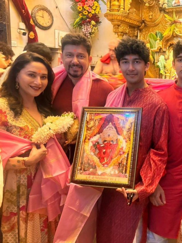 Madhuri Dixit & Shriram Nene Offer Prayers At Mumbai’s Siddhivinayak Temple