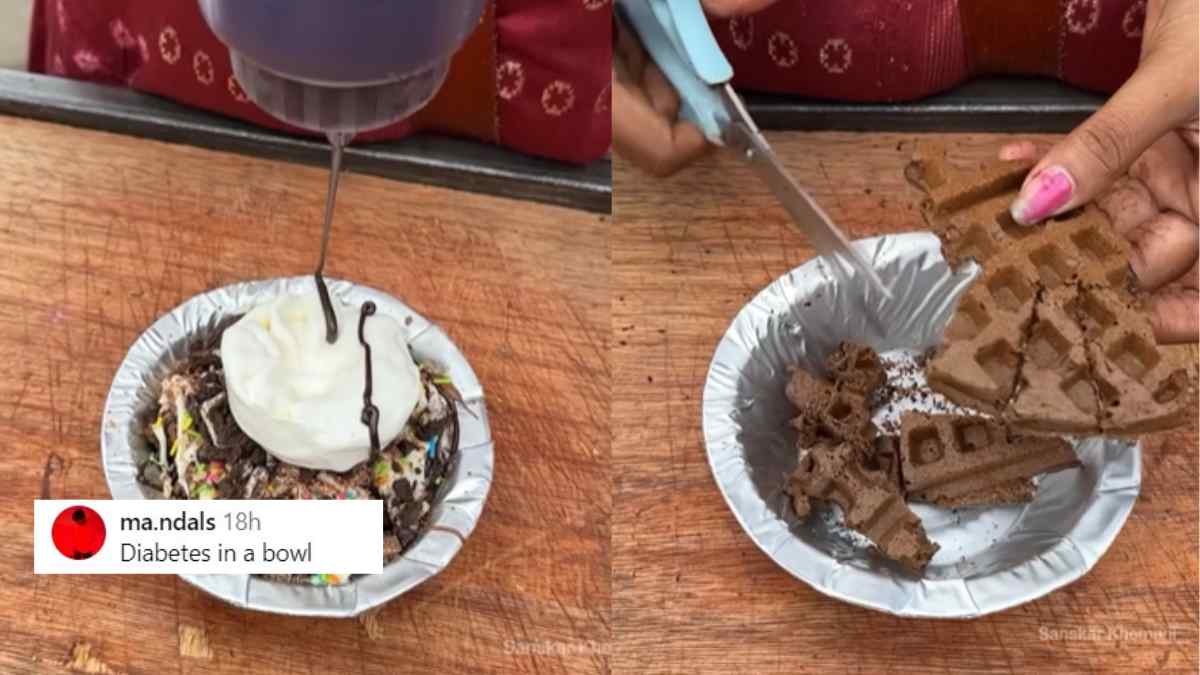 India’s First Waffle Bhel In Surat Drowns In Chocolates Sauces; Netizens Say, “Diabetes In A Bowl”
