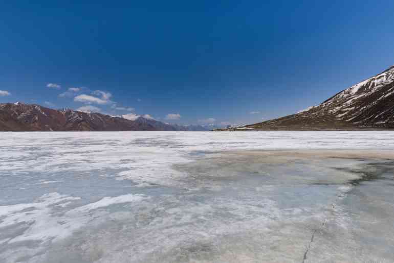 Pangong frozen lake marathon