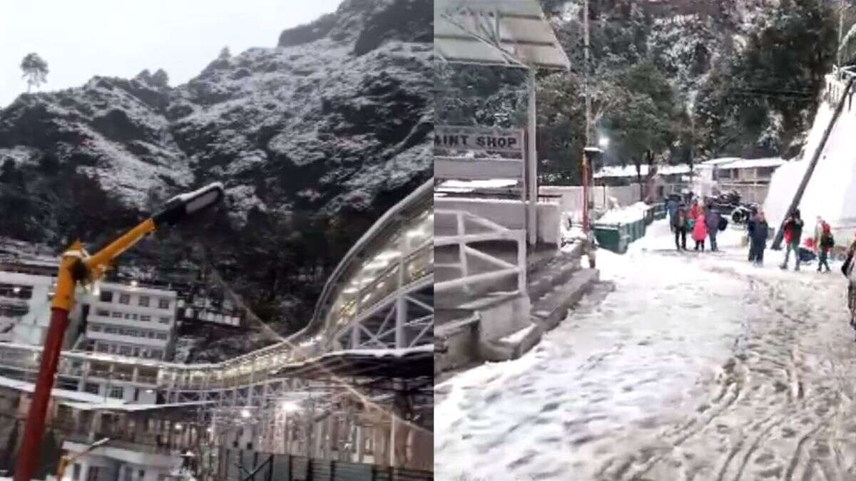 Katra’s Mata Vaishno Devi Shrine Experiences Snowfall On Thursday Morning; Videos Inside