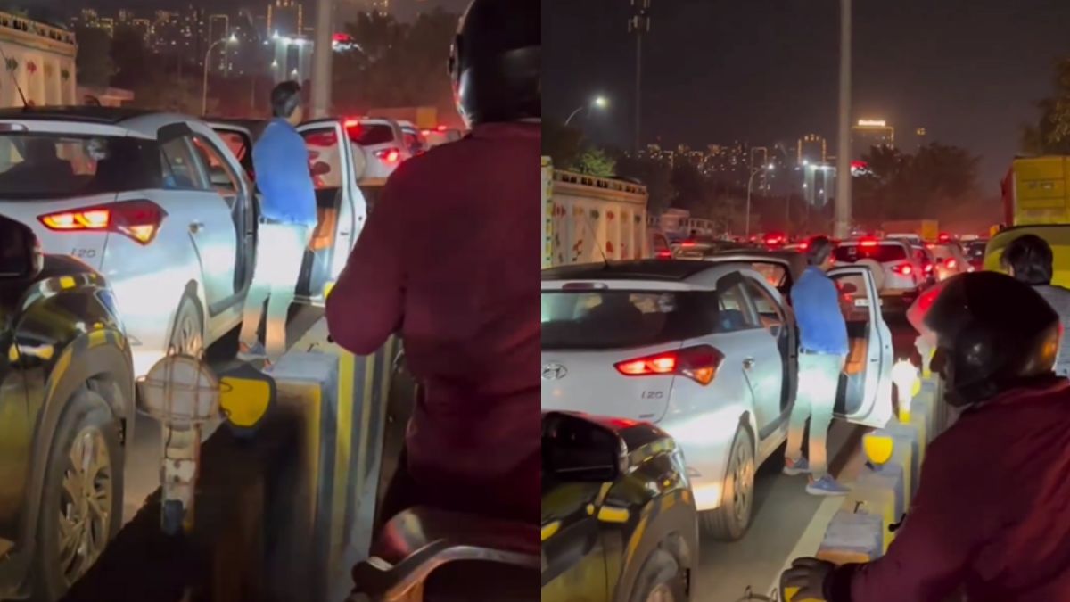 Man Urinates Behind Car Door During Heavy Traffic Congestion; Video Goes Viral