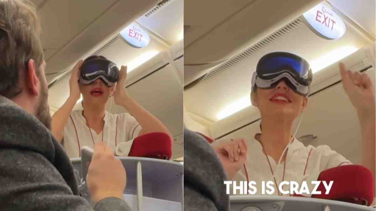 “This Is Crazy”, Emirates Air Hostess Tries Apple Vision Pro On Flight; She Is Amazed By The Demo