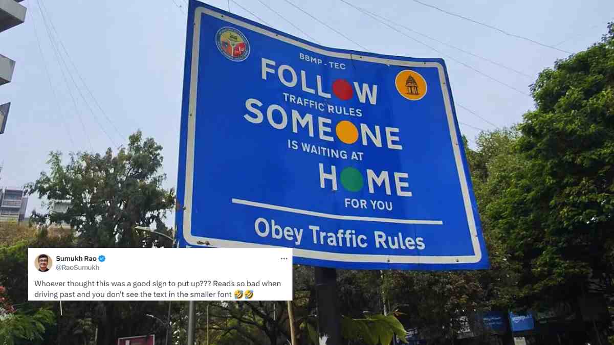Bengaluru Traffic Sign Misinterpreted As ‘Follow Someone Home’. Netizens: “Does It Promote Stalking?”