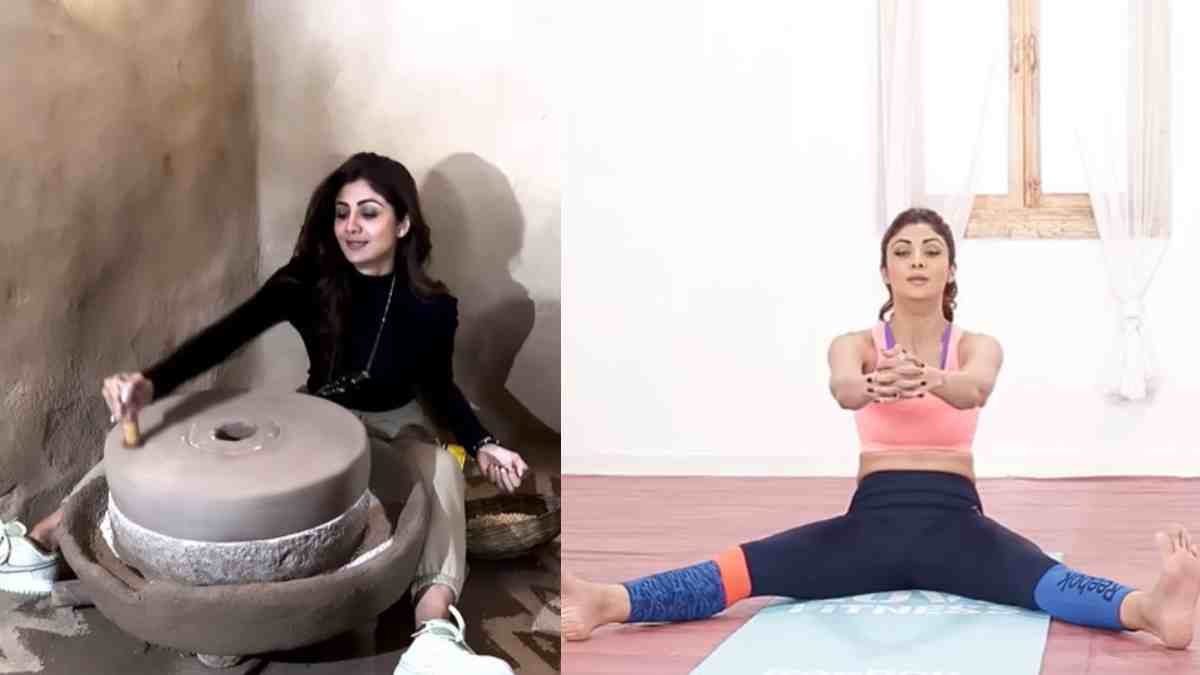 Shilpa Shetty demonstrates a yoga 'asana
