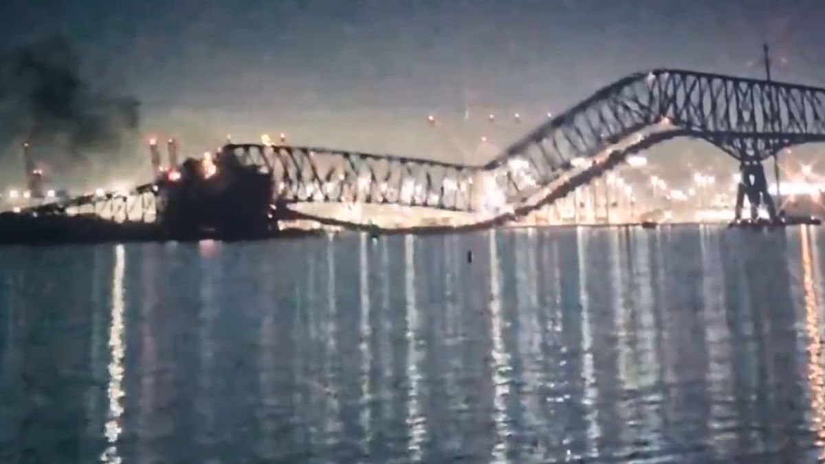 Francis Scott Key Bridge In USA’s Baltimore Collapses Following Ship Collision; Vehicles Fall Into Water