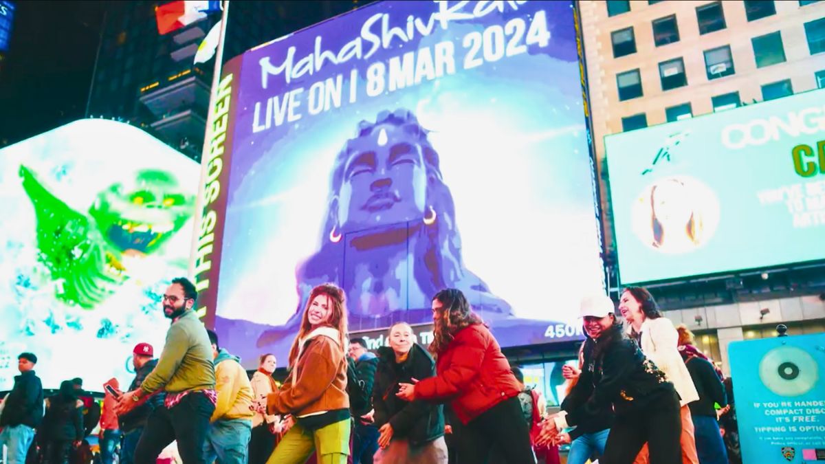 Watch! “Har Har Mahadev” Chants Echo At New York’s Times Square Ahead Of Mahashivratri