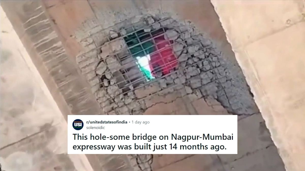 Redditor Shares Picture Of Hole In The Mumbai-Nagpur Expressway Bridge; Netizens Call It “Vikas Pro Max”