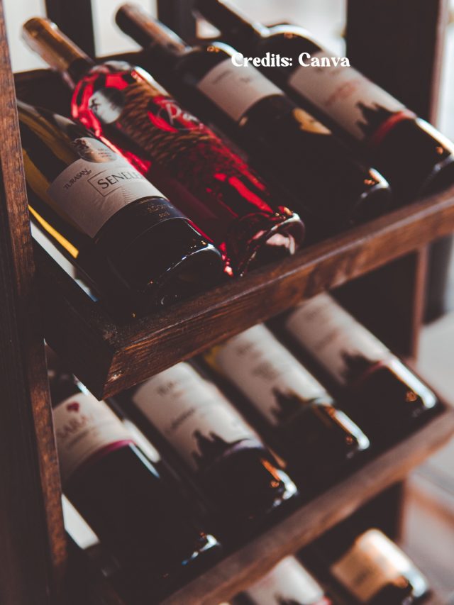 Wine Bottles Are Stored Horizontally And Whisky Bottles Vertically