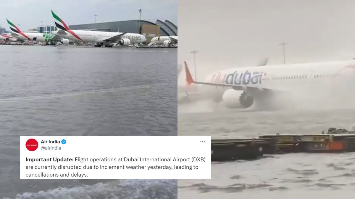 Amid Dubai’s Bad Weather Situation & Flooded Airport, Indian Airlines Like Air India & IndiGo Halt Operations