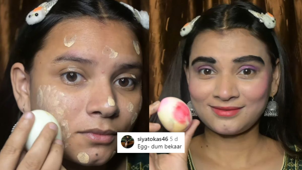 Creator Uses An Egg To Do Full Face Makeup; Netizens React Saying, “Egg-dum Bekaar”