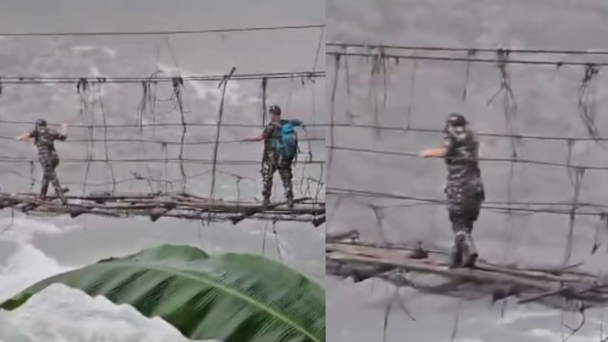 Watch: Female Police Personnel Cross Dangerous Bamboo Bridge In Arunachal Pradesh To Return To HQ