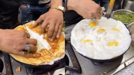 Vendor Makes ‘Daulat Ki Chaat Omelette;’ Netizens Say ‘Heart Attack Laughing In Corner”