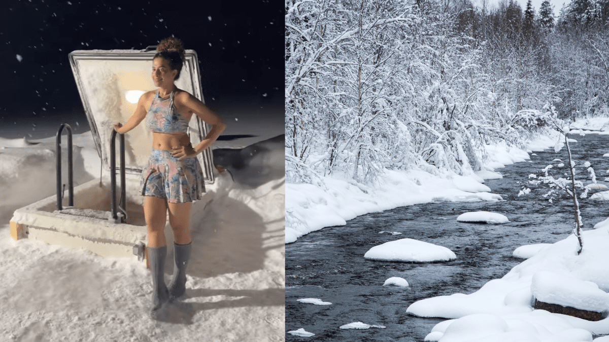 Kamiya Jani Takes A Dip In -27 Degrees In The Ice Cold Waters Of Lapland In Finland