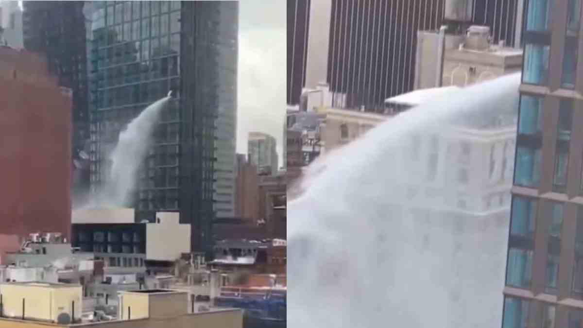 Watch: Water Spews Out Of New York High Rise Window; Netizens Joke, “Is The Building Pissing?”