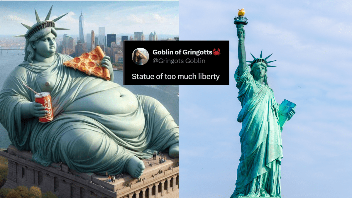 Statue Of Liberty Gets A Satirical Makeover Online; Netizens Call It The Statue Of Obesity