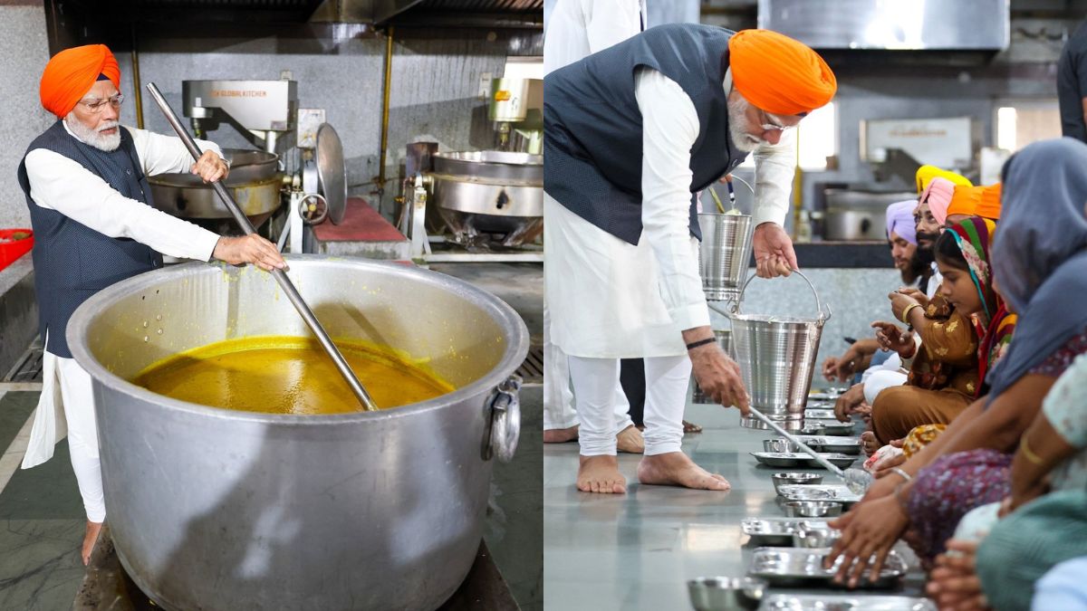 PM Narendra Modi Performs ‘Seva’ At Gurudwara Patna Sahib In Bihar; Makes Roti & Serves Langar
