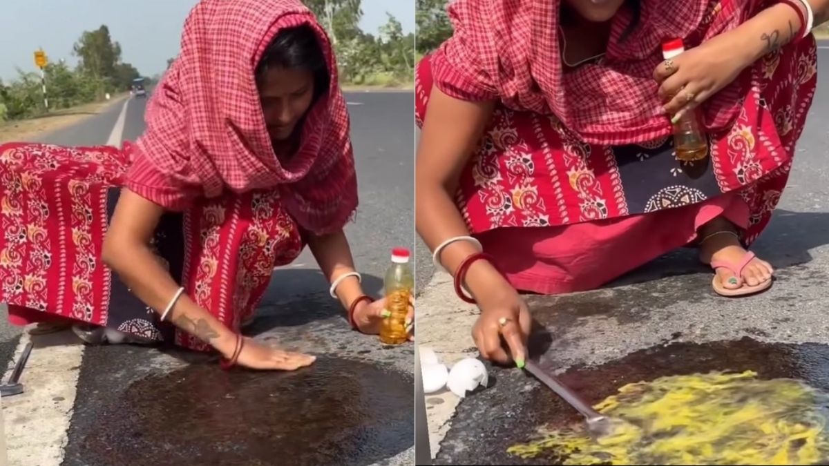 Woman Pours Oil & Cooks Eggs On Hot Road; Netizens Say, “Please Don’t Waste Food”