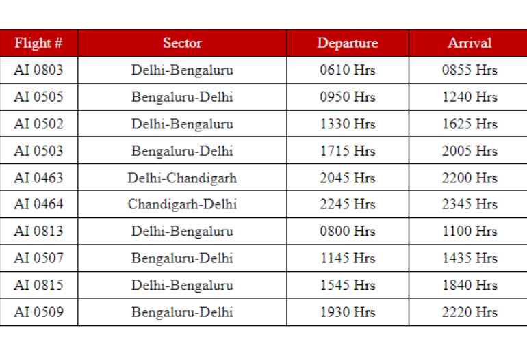 flight schedule 