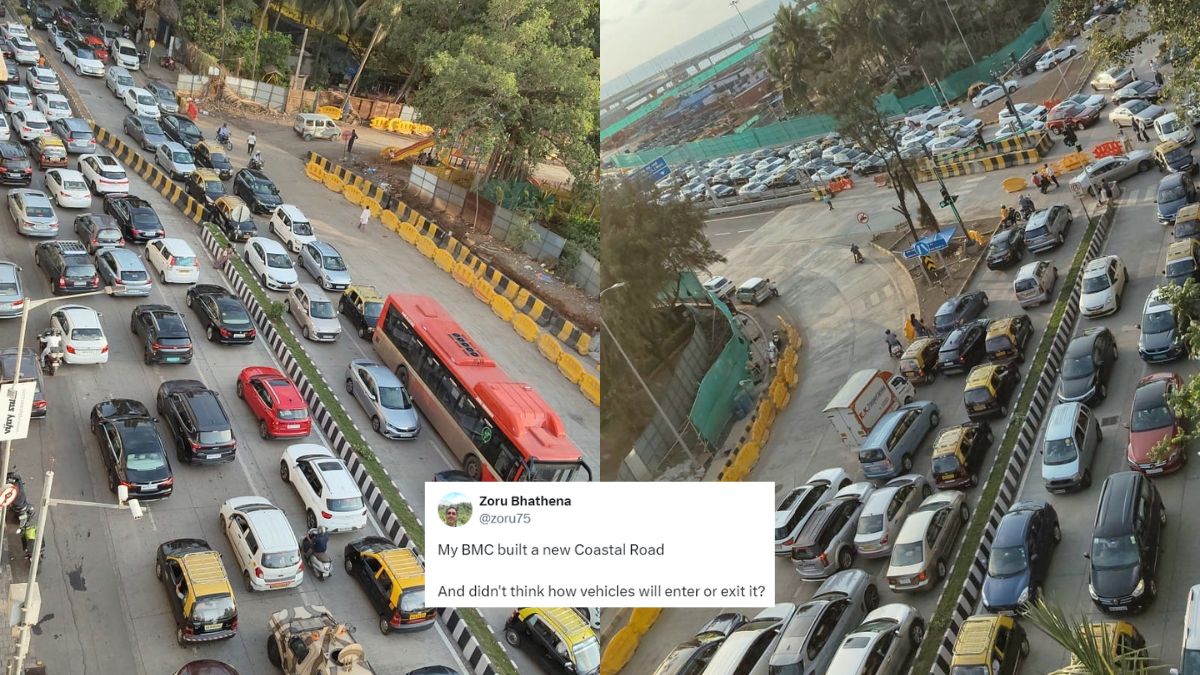 Mumbai Man Shares Pics Of Vehicles Lining Up To Enter/Exit The New Coastal Road; Netizens Ask, “What Did You Expect?”
