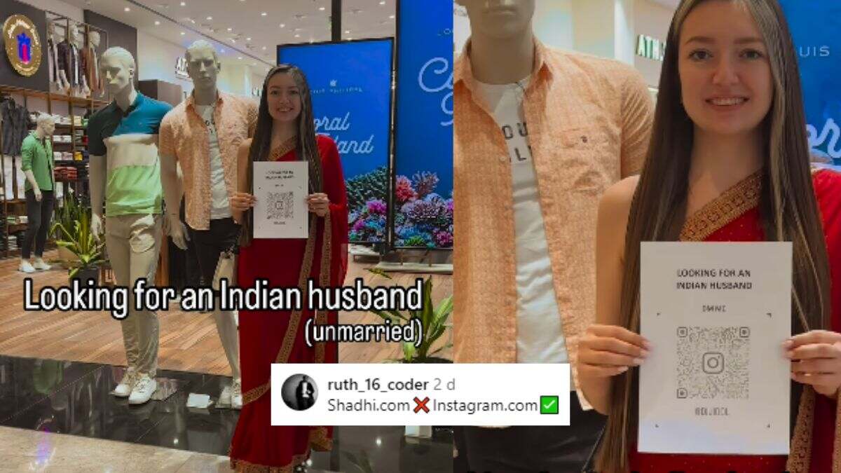 Russian Woman Poses With “Looking For An Indian Husband” Poster; Netizens Say, “I am Ready”