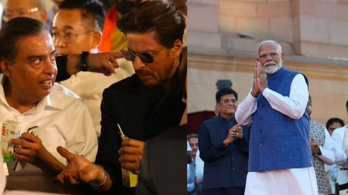 Shah Rukh Khan & Mukesh Ambani Seen Sipping On ORS At PM Modi’s Swearing-In Ceremony In Delhi’s Sweltering Heat